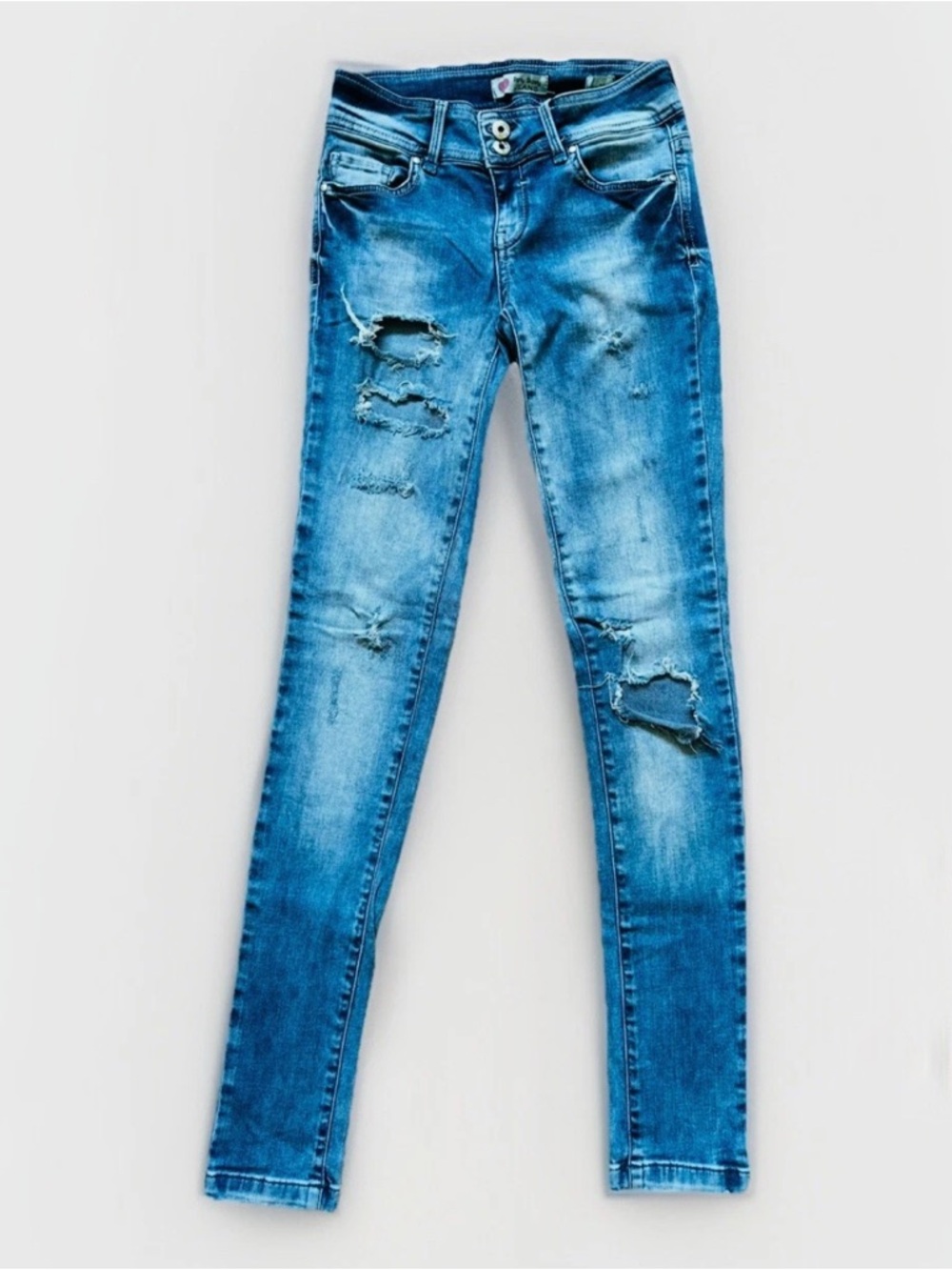 Ole Women Size S W28 Denim Jeans Pants Skinny Distressed Ripped Full Length Low